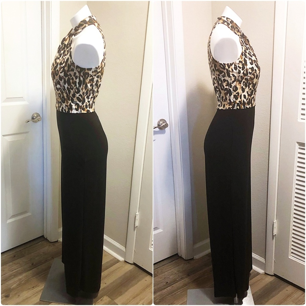 🆕Roz & Ali Leopard Body Wide Leg Halter Jumpsuit - Picture 6 of 8